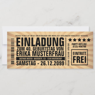Einladung zum 40. Geburtstag (personalisierbar) 招待状