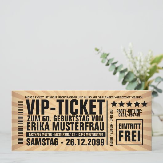 Einladung zum 60. Geburtstag (personalisierbar) 招待状 (スタンド正面)