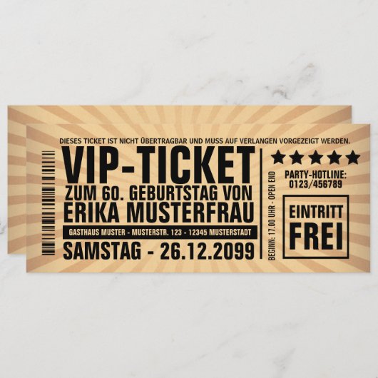 Einladung zum 60. Geburtstag (personalisierbar) 招待状 (正面/裏面)