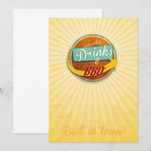 Einladung zum BBQ im 50er-Jahre-Style 招待状 (正面/裏面)