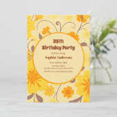 Einladung zum Geburtstag Retro-Sonnenblumen gelbe  招待状 (スタンド正面)