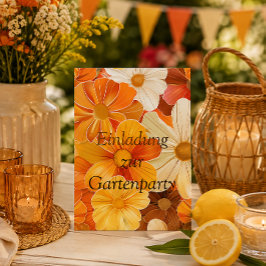 Einladung zur Gartenparty Retro 1970er Stil インビテーションポストカード
