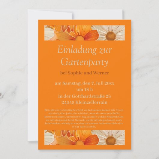 Einladung zur Gartenparty Retro 1970er Stil 招待状 (裏面)