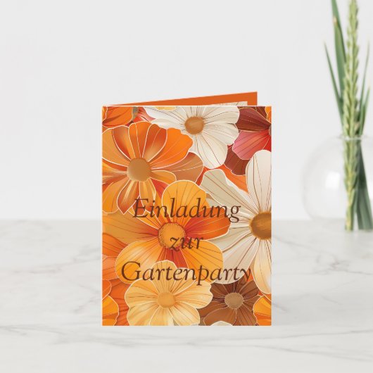 Einladung zur Gartenparty Retro 1970er Stil 招待状 (正面)