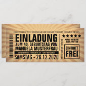 Einladungen 40. Geburtstag – Eintrittskarte 招待状 (正面/裏面)