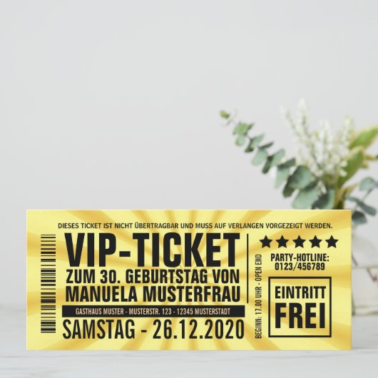 Einladungen zum 30. Geburtstag (“VIP”) 招待状 (スタンド正面)