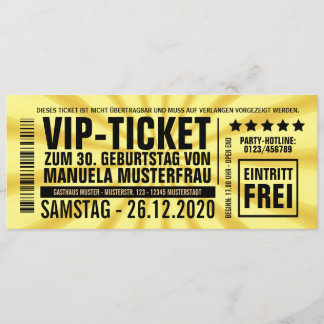 Einladungen zum 30. Geburtstag (“VIP”) 招待状