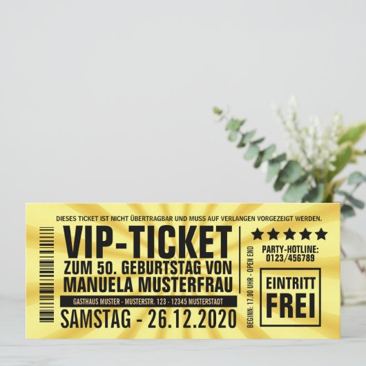 Einladungen zum 50. Geburtstag (“VIP”) 招待状 (スタンド正面)