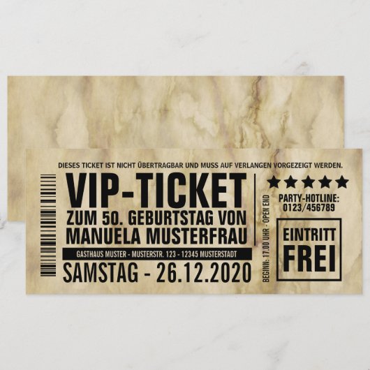 Einladungen zum Geburtstag (“VIP”) 招待状 (正面/裏面)