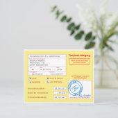 Einladungskarte als Attest/Krankenshein, gelb ポストカード (スタンド正面)