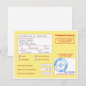 Einladungskarte als Attest/Krankenshein, gelb ポストカード (正面/裏面)