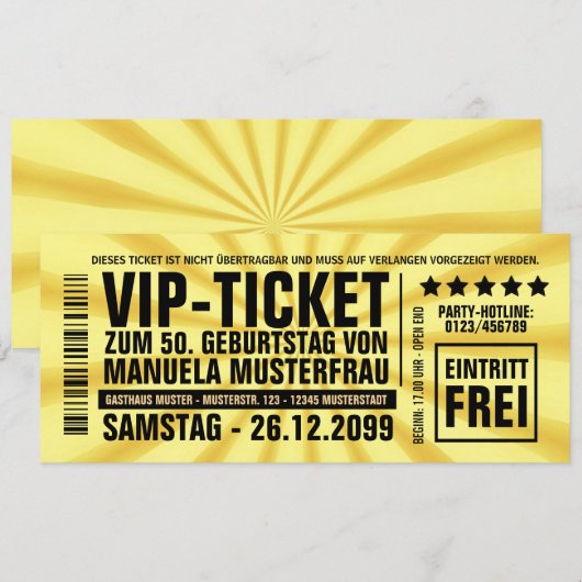 Einladungskarten 50. Geburtstag VIP Einladung 招待状 (正面/裏面)