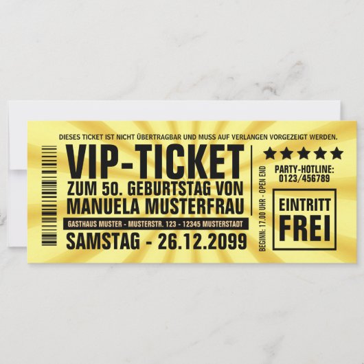 Einladungskarten 50. Geburtstag VIP Einladung 招待状 (正面)