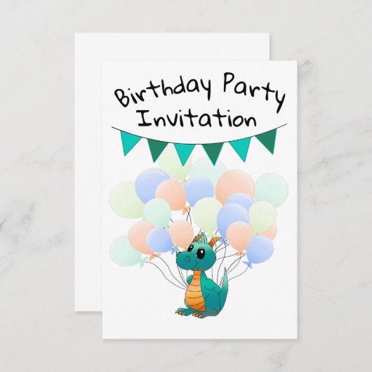 Einladungskarten Drache Kindergeburtstag 招待状 (正面/裏面)