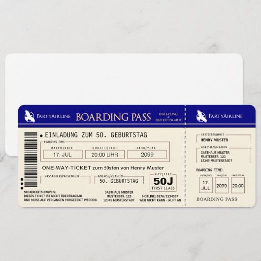 Einladungskarten Geburtstag Einladungen 招待状 (正面/裏面)