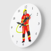 EinsatzkleidungのFeuerwehrmann ラージ壁時計 (傾斜)
