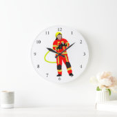 EinsatzkleidungのFeuerwehrmann ラージ壁時計 (ホーム)