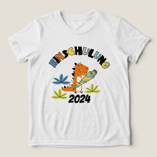 Einschulung 2026 - Dino mit Schultüte トライブレンドTシャツ (デザイン正面)