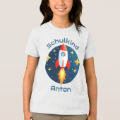 Einschulung - Rakete gelbe Sterne - Schulkind | トライブレンドTシャツ (正面)