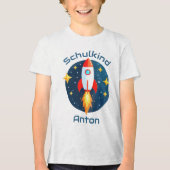 Einschulung - Rakete gelbe Sterne - Schulkind | トライブレンドTシャツ (正面)