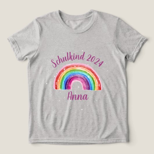 Einschulung Schulkind 2026 - Sternchen Regenbogen トライブレンドTシャツ (デザイン正面)
