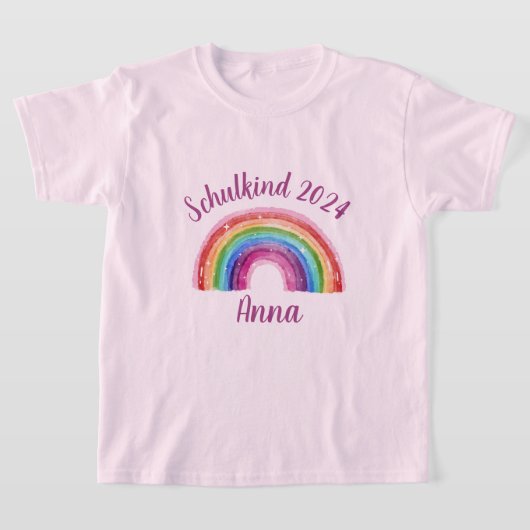 Einschulung Schulkind 2026 - Sternchen Regenbogen  Tシャツ (レイダウン)