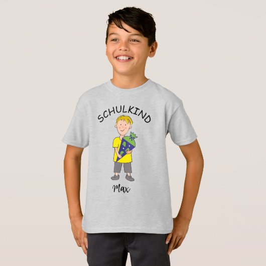 Einschulung Schulkind - Junge mit Schultüte 1 | Tシャツ (正面フル)