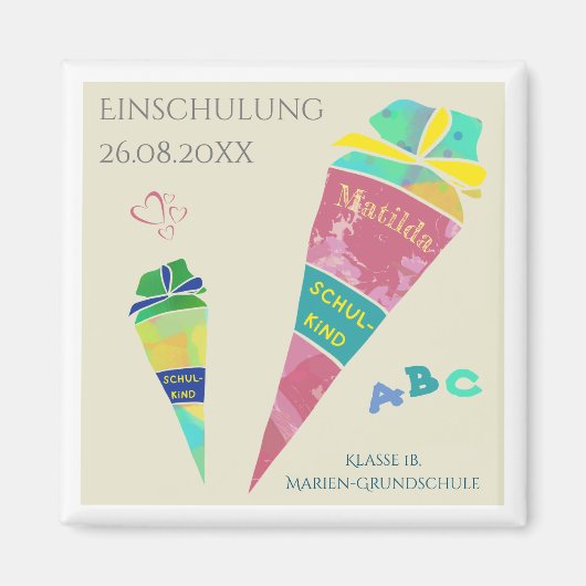 Einschulung Schulkind Schultüte Deko Magnet マグネット (正面)