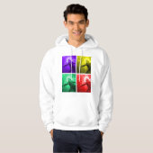 Einstein Tennis Pop Art – Four Color Panel Hoodie パーカ (正面フル)