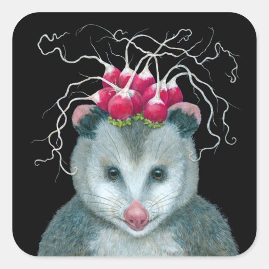 Einstein the opossum stickers スクエアシール (正面)
