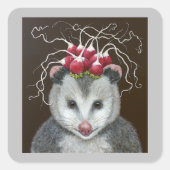 Einstein the opossum stickers スクエアシール (正面)