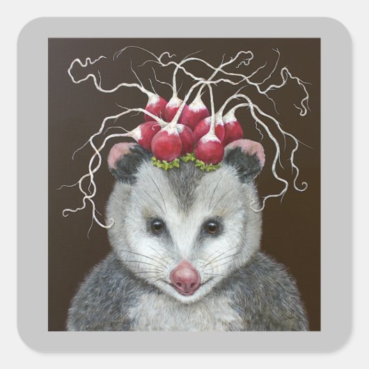 Einstein the opossum stickers スクエアシール (正面)