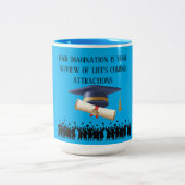 Einstein's graduation motto azure ツートーンマグカップ (中央)
