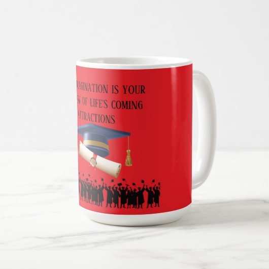 Einstein's graduation motto bright red コーヒーマグカップ (正面右)