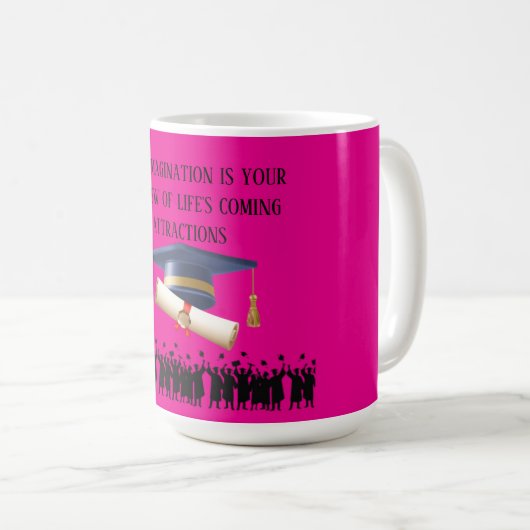 Einstein's graduation motto hot pink コーヒーマグカップ (正面右)