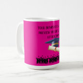Einstein's graduation motto hot pink コーヒーマグカップ (正面左)