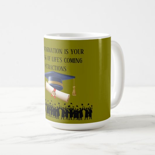 Einstein's graduation motto olive コーヒーマグカップ (正面右)