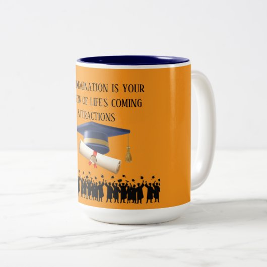 Einstein's graduation motto orange ツートーンマグカップ (正面右)