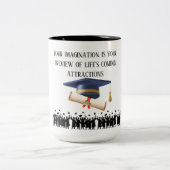 Einstein's graduation motto white ツートーンマグカップ (中央)