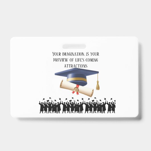 Einstein's graduation motto white バッジ (正面)