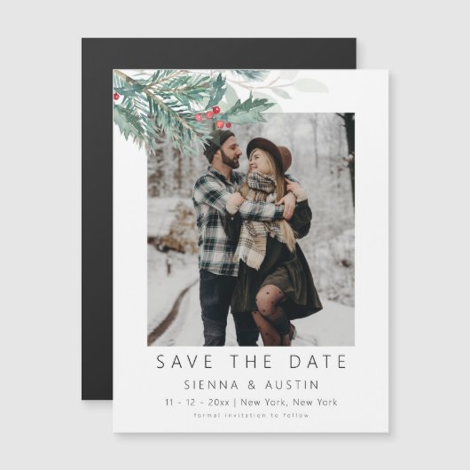 EIRA Winter Save The Date Magnet With Photo マグネット招待状 (正面/裏面)