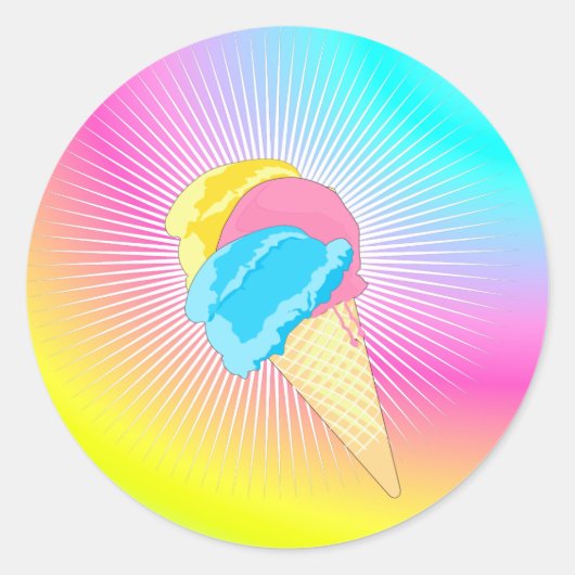 Eis Eiscreme Regenbogen ラウンドシール (正面)