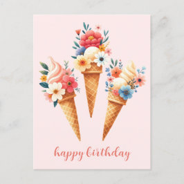 Eis mit Blumen- happy birthday- Aquarell ポストカード