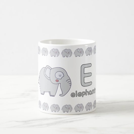 EisforElephant–FunAlphabetCupDesign コーヒーマグカップ (中央)