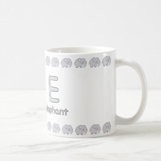 EisforElephant–FunAlphabetCupDesign コーヒーマグカップ (右)