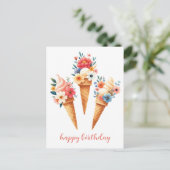 Eisüten mit Blumen- happy birthday- Aquarell ポストカード (スタンド正面)