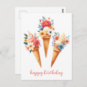 Eisüten mit Blumen- happy birthday- Aquarell ポストカード (正面/裏面)
