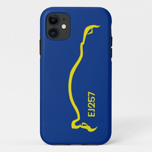 "EJ257" STIの青/黄色のシルエット Case-Mate iPhoneケース (裏面)
