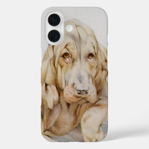EJ Detmoldによるヴィンテージの可愛いブラッドハウンドの子犬、犬 iPhone 16ケース