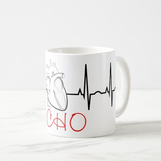 EKGおよび現実的なハートのエコーのコーヒー・マグ コーヒーマグカップ (正面右)